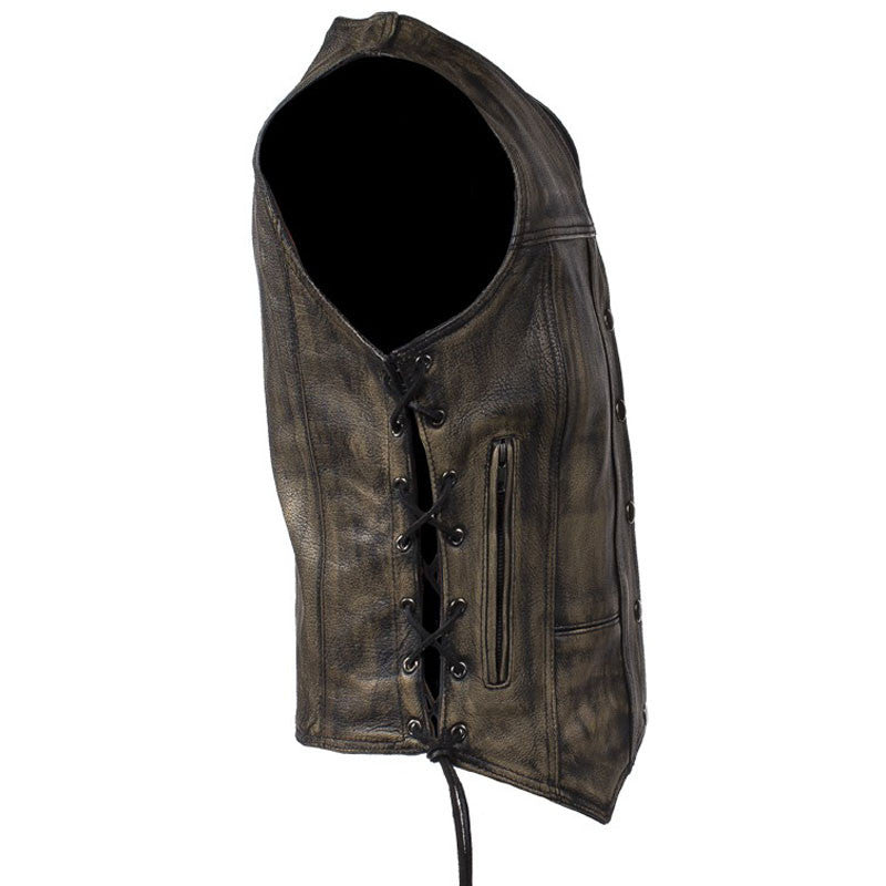 Women's Biker Vest - The Sovereign (Dark Distressed Brown)