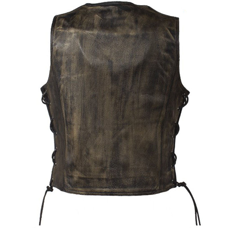 Women's Biker Vest - The Sovereign (Dark Distressed Brown)