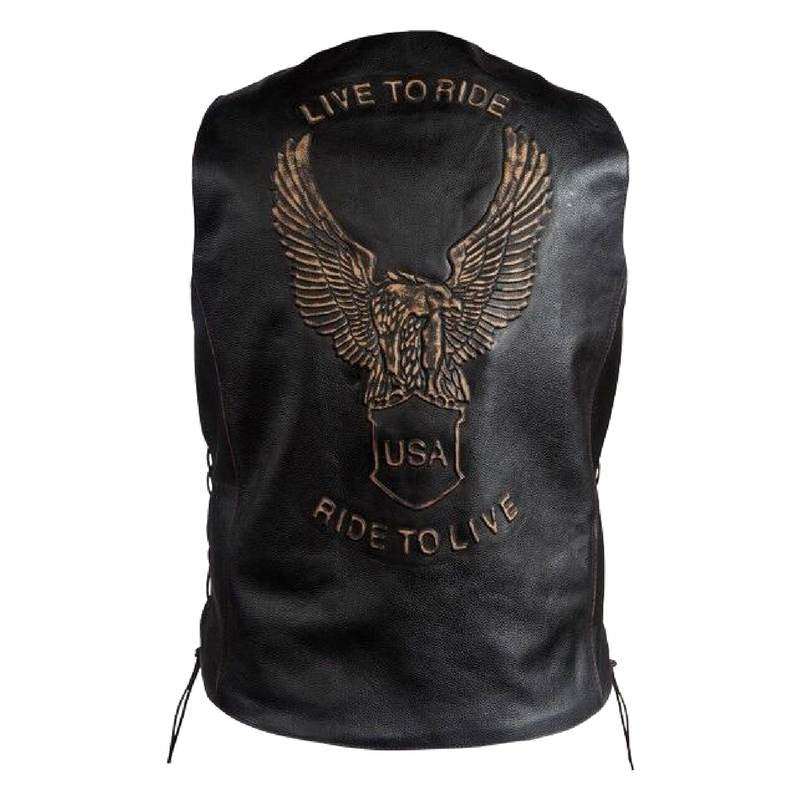 Leather Vest - Live to Ride Eagle