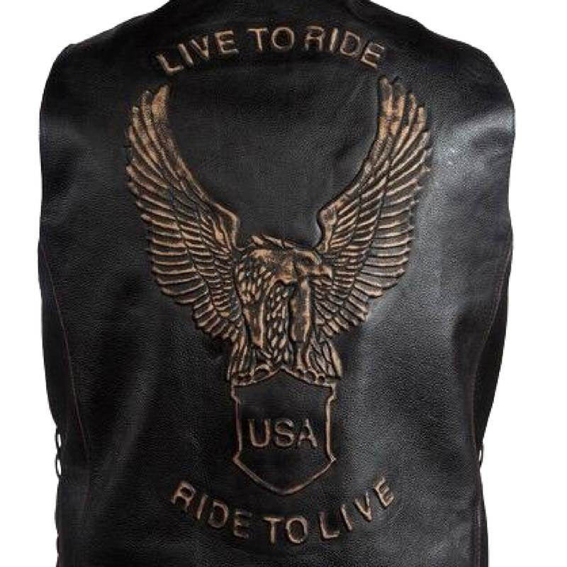 Leather Vest - Live to Ride Eagle