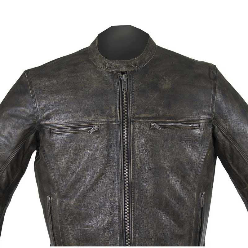 Biker Jacket - Racer Jacket - Distressed Dark Brown
