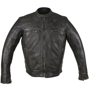 Biker Jacket - Racer Jacket - Distressed Dark Brown