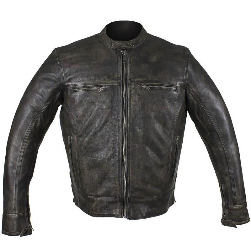 Biker Jacket - Racer Jacket - Distressed Dark Brown