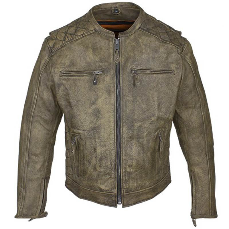Biker Jacket - Racer Jacket - Distressed Light Brown