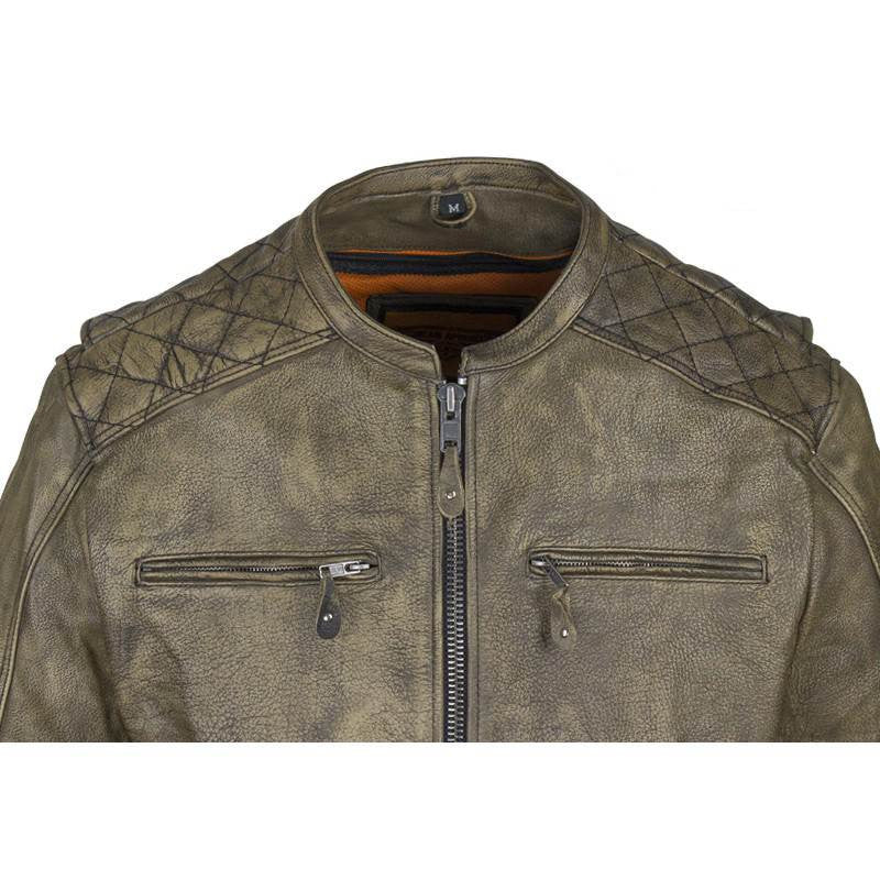 Biker Jacket - Racer Jacket - Distressed Light Brown