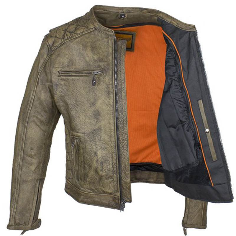 Biker Jacket - Racer Jacket - Distressed Light Brown