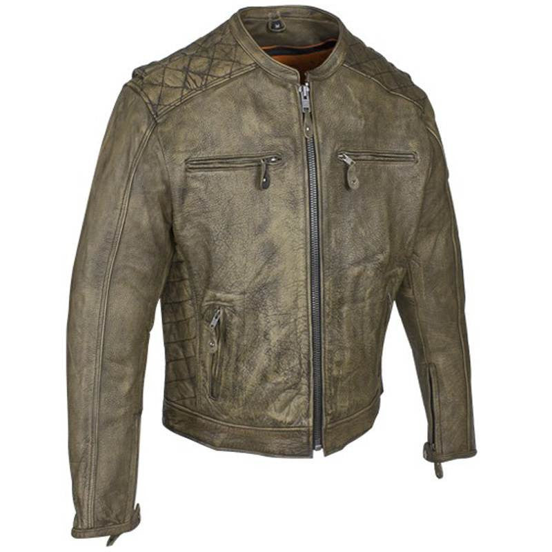 Biker Jacket - Racer Jacket - Distressed Light Brown