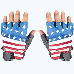 Leather Fingerless Gloves - USA Flag