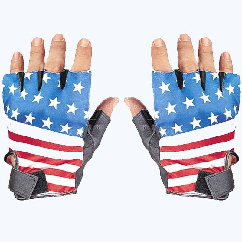 Leather Fingerless Gloves - USA Flag