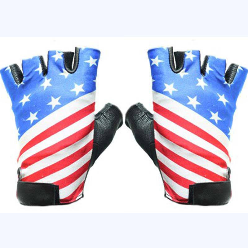 Leather Fingerless Gloves - USA Flag