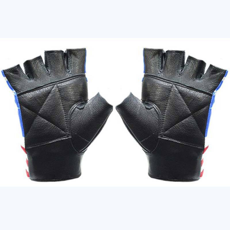 Leather Fingerless Gloves - USA Flag