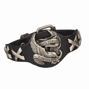 Bracelet - Ride To Live, Live To Ride Genuine Leather Bracelet