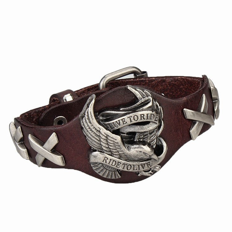 Bracelet - Ride To Live, Live To Ride Genuine Leather Bracelet