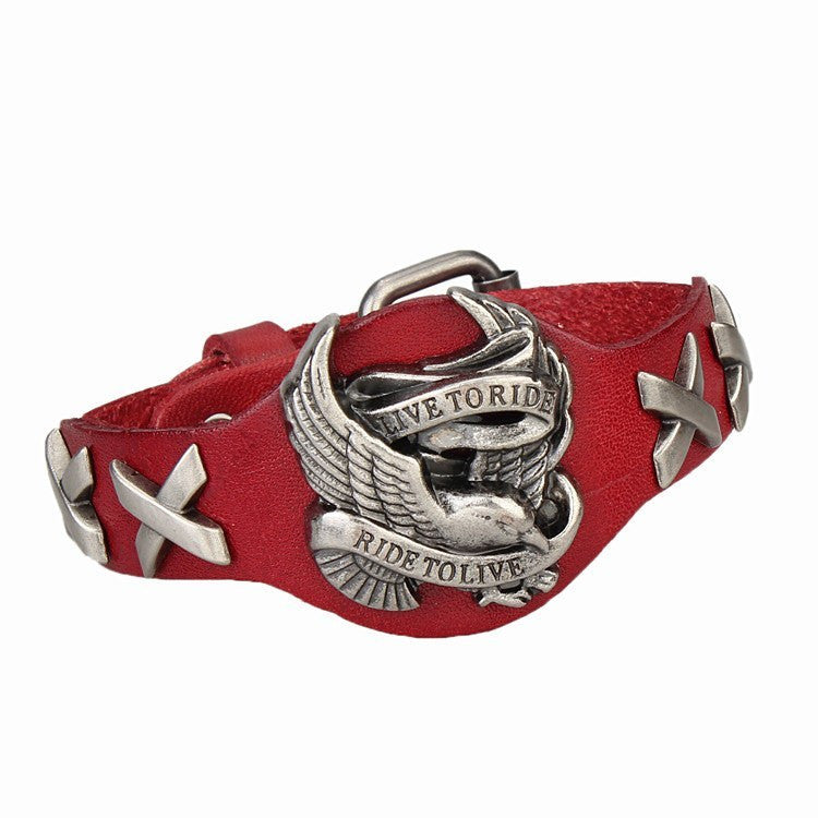 Bracelet - Ride To Live, Live To Ride Genuine Leather Bracelet