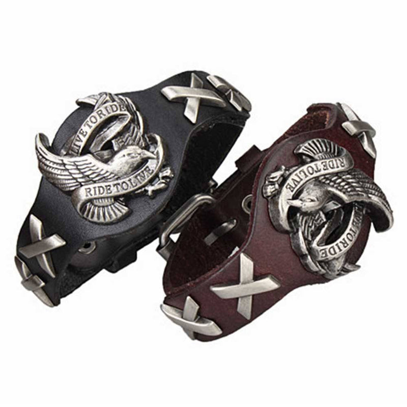 Bracelet - Ride To Live, Live To Ride Genuine Leather Bracelet
