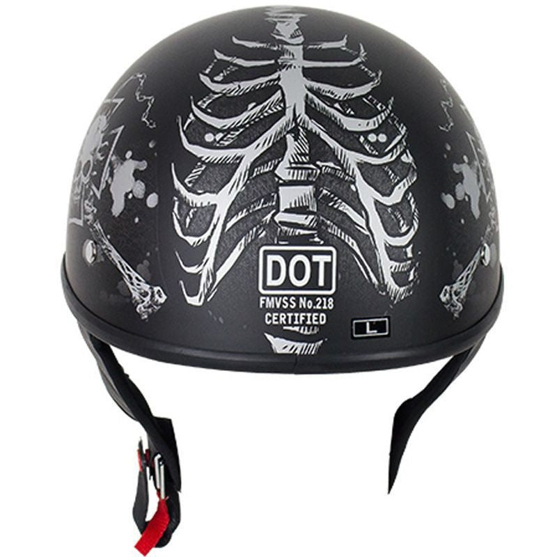 Helmet - Lo-Profile Horned Grey Skulls Helmet