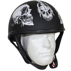 Helmet - Lo-Profile Horned White Skulls Helmet