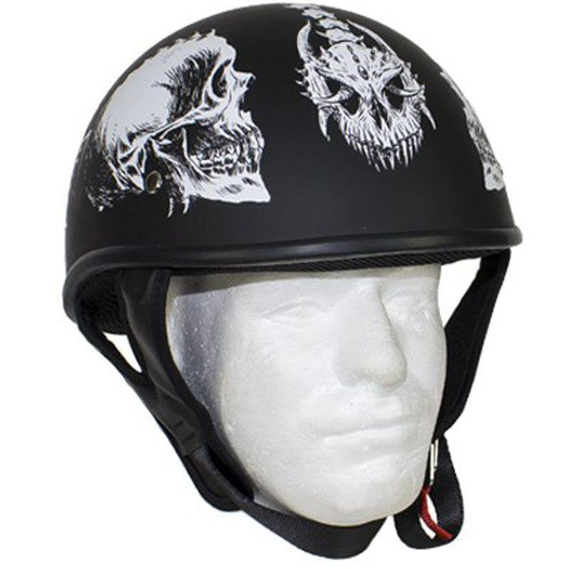 Helmet - Lo-Profile Horned White Skulls Helmet