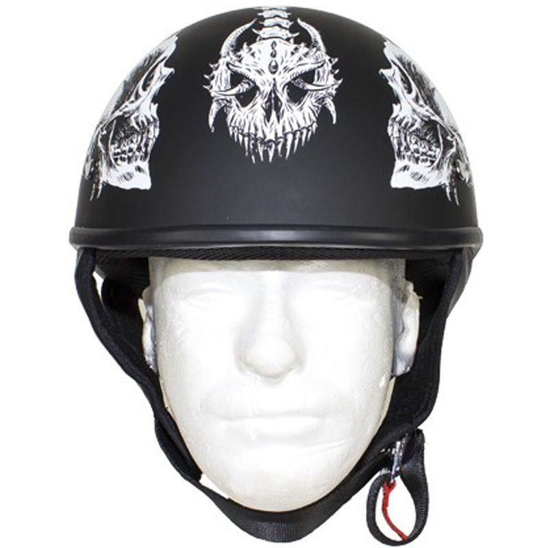 Helmet - Lo-Profile Horned White Skulls Helmet