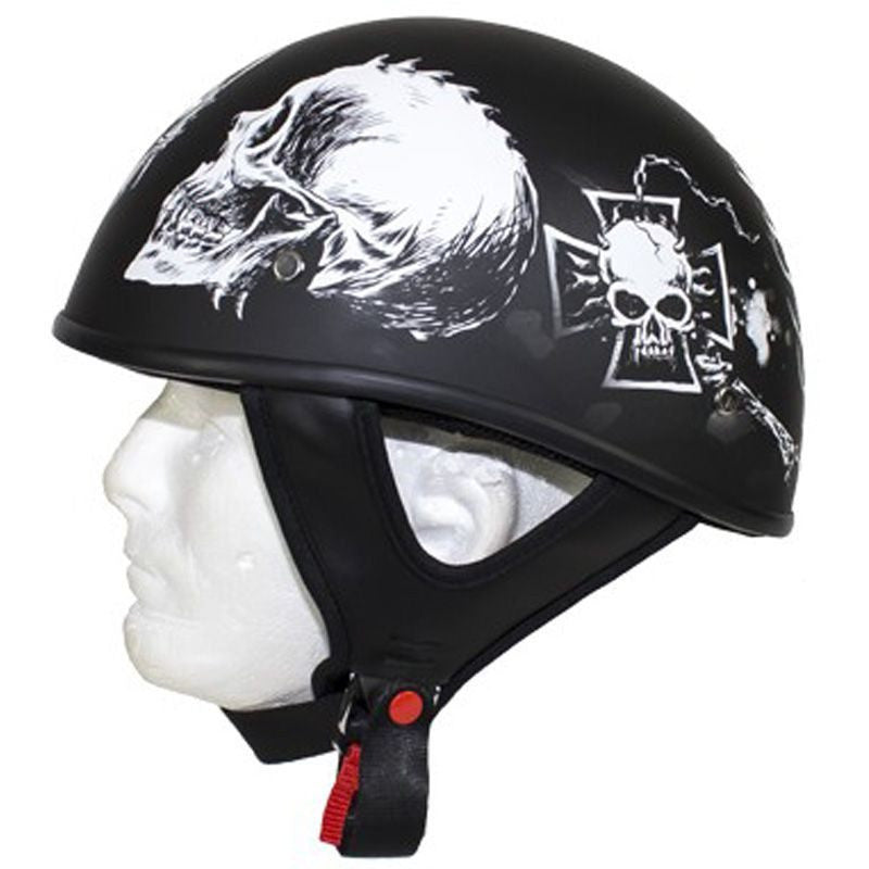 Helmet - Lo-Profile Horned White Skulls Helmet