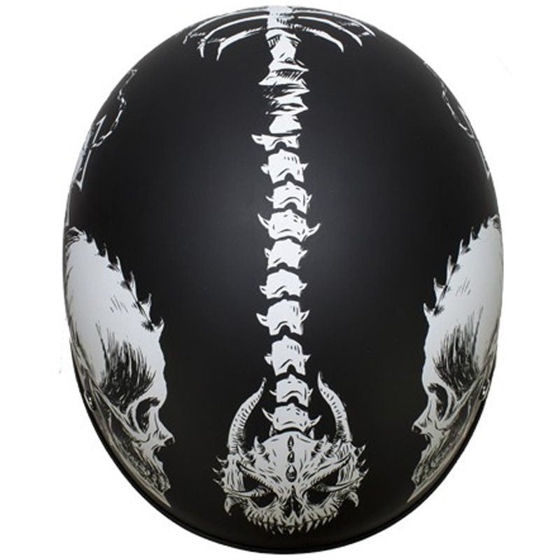 Helmet - Lo-Profile Horned White Skulls Helmet