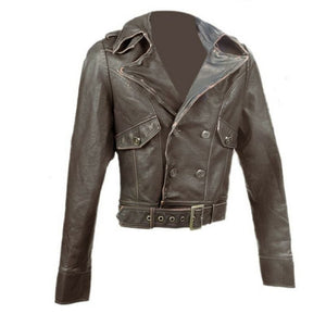 Biker Jacket - Women's Brown Cafe Racer Jacket