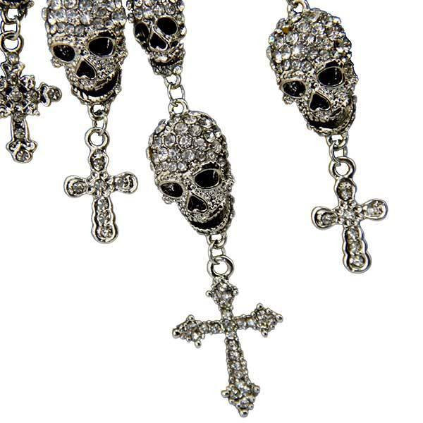 Necklace - Sparkly Skeleton Skull Cross Necklace