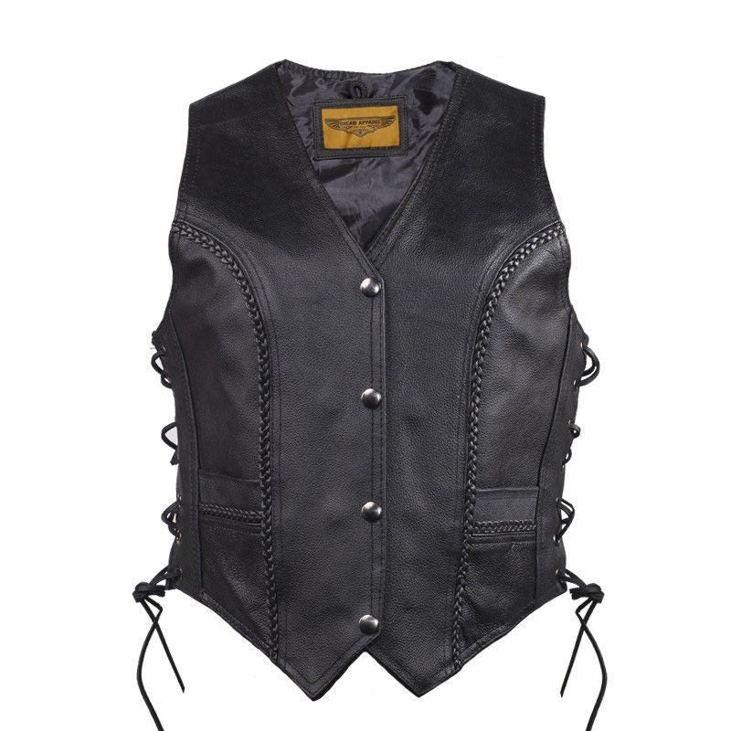 Women Leather Vest - Lady Rider Vest - Long