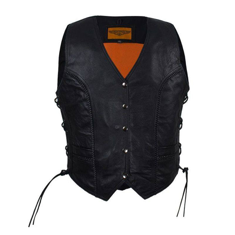 Women Leather Vest - Lady Rider Vest - Long