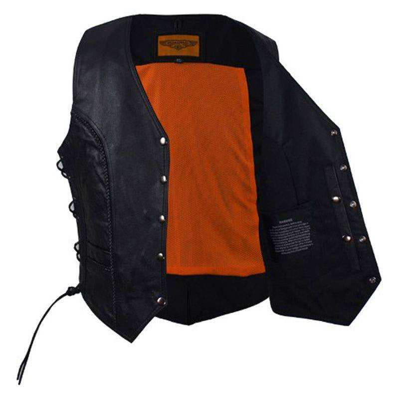 Women Leather Vest - Lady Rider Vest - Long